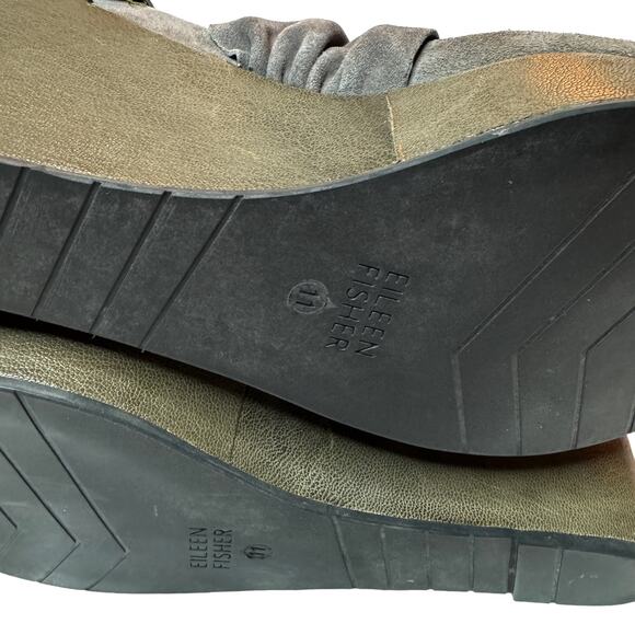 Eileen Fisher grey suede open toe sandals size 11 wedge - Picture 4 of 6